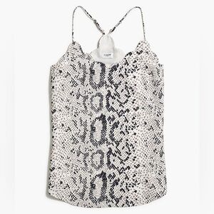 J. Crew (00) Snakeskin Scalloped Animal Print Tank: Elevated Black, White Top